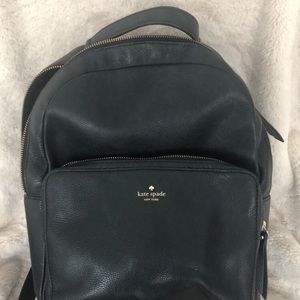 kate spade Black Leather Backpack with Gold Hardware